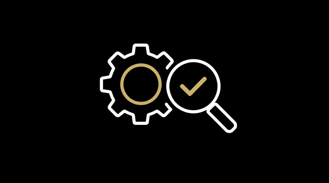 Set a private search engine as default - settings gear beside a magnifier with a check mark